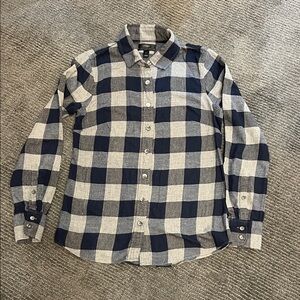 J. Crew womens Navy and Gray Checkered Shirt